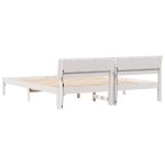 vidaXL Cadru de pat cu lumini cu bandă LED cu headboard Alb lemn