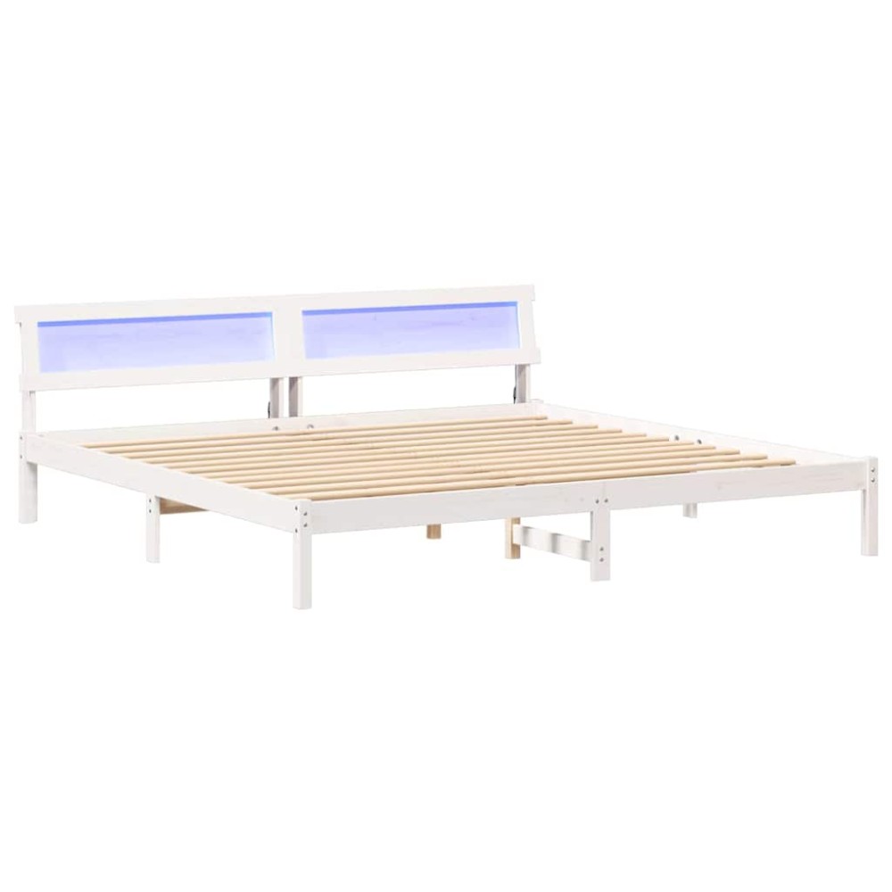 vidaXL Cadru de pat Alb 200 cm x 200 cm Metal și Lemn