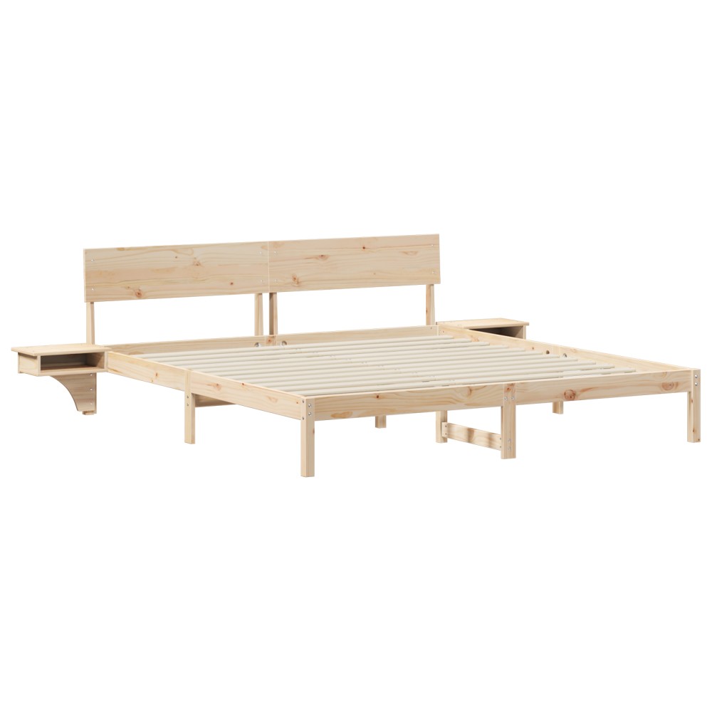 vidaXL Cadru de pat cu headboard Maro Lemn masiv de pin