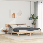 vidaXL Cadru de pat cu headboard Maro Lemn masiv de pin
