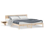 vidaXL Cadru de pat cu headboard Maro Lemn masiv de pin