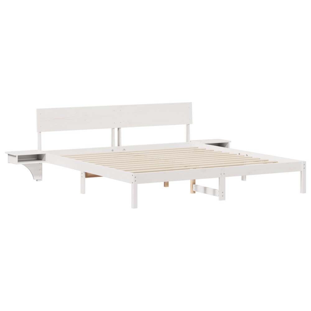 vidaXL Cadru de pat cu headboard Alb 200 x 200 cm Lemn masiv de pin