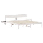 vidaXL Cadru de pat cu headboard Alb Lemn masiv de pin vidaXL Cadru de pat cu headboard Alb Lemn masiv de pin