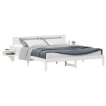 vidaXL Cadru de pat cu headboard Alb Lemn masiv de pin vidaXL Cadru de pat cu headboard Alb Lemn masiv de pin