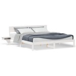 vidaXL Cadru de pat cu headboard Alb Lemn masiv de pin vidaXL Cadru de pat cu headboard Alb Lemn masiv de pin