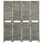 vidaXL Paravan de cameră cu 4 panouri, gri, 143x166 cm, lemn masiv vidaXL Paravan de cameră cu 4 panouri, gri, 143x166 cm, lemn masiv