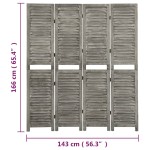 vidaXL Paravan de cameră cu 4 panouri, gri, 143x166 cm, lemn masiv vidaXL Paravan de cameră cu 4 panouri, gri, 143x166 cm, lemn masiv