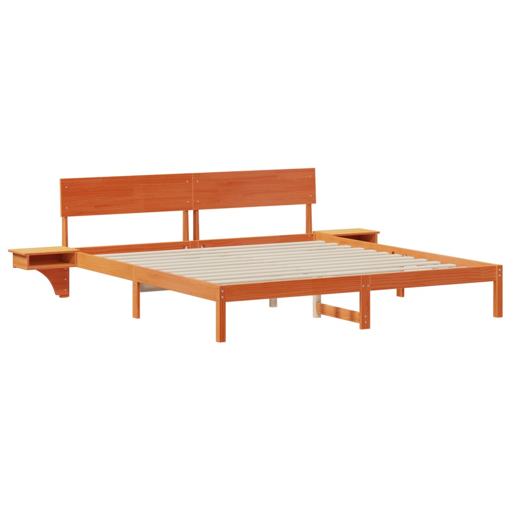 vidaXL Cadru de pat cu headboard Maro ceruit Lemn masiv de pin