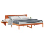 vidaXL Cadru de pat cu headboard Maro ceruit Lemn masiv de pin
