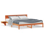 vidaXL Cadru de pat cu headboard Maro ceruit Lemn masiv de pin