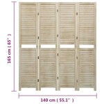 vidaXL Paravan de cameră cu 4 panouri 140x165 cm lemn masiv Paulownia vidaXL Paravan de cameră cu 4 panouri 140x165 cm lemn masiv Paulownia