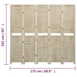 vidaXL Paravan de cameră cu 5 panouri, 175x165 cm,lemn masiv Paulownia vidaXL Paravan de cameră cu 5 panouri, 175x165 cm,lemn masiv Paulownia