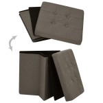 vidaXL Taburet de depozitare pliabil, maro, imitație de pânză vidaXL Taburet de depozitare pliabil, maro, imitație de pânză