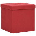 vidaXL Taburet de depozitare pliabil, roșu vin, imitație de pânză