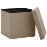 vidaXL Taburet de depozitare pliabil, cappuccino, PVC