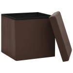 vidaXL Taburete cu depozitare pliabile, 2 buc., maro, PVC vidaXL Taburete cu depozitare pliabile, 2 buc., maro, PVC