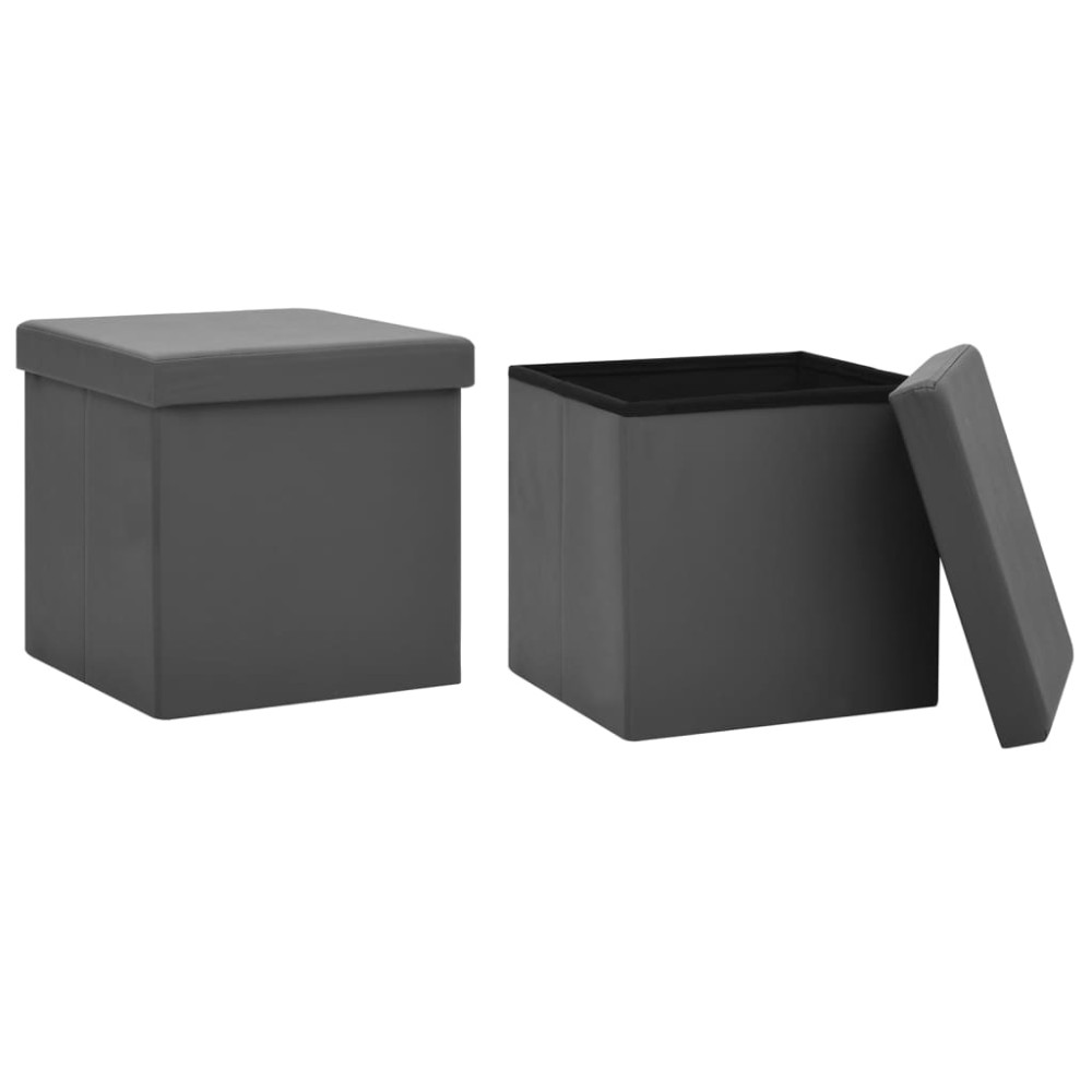 vidaXL Taburete de depozitare pliabile, 2 buc., gri, PVC