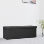 vidaXL Bancă de depozitare pliabilă, negru, imitație de pânză vidaXL Bancă de depozitare pliabilă, negru, imitație de pânză