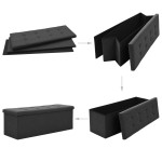 vidaXL Bancă de depozitare pliabilă, negru, imitație de pânză vidaXL Bancă de depozitare pliabilă, negru, imitație de pânză