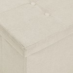 vidaXL Bancă de depozitare pliabilă, alb crem, imitație de pânză vidaXL Bancă de depozitare pliabilă, alb crem, imitație de pânză