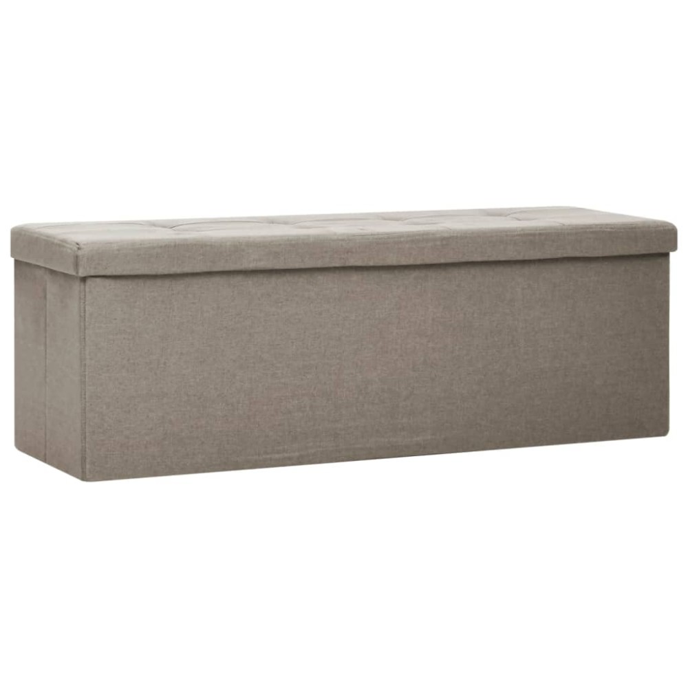 vidaXL Bancă de depozitare pliabilă, gri taupe, imitație de pânză