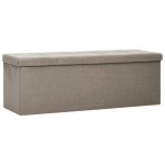 vidaXL Bancă de depozitare pliabilă, gri taupe, imitație de pânză vidaXL Bancă de depozitare pliabilă, gri taupe, imitație de pânză