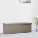 vidaXL Bancă de depozitare pliabilă, gri taupe, imitație de pânză vidaXL Bancă de depozitare pliabilă, gri taupe, imitație de pânză