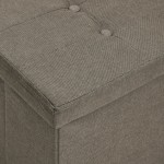 vidaXL Bancă de depozitare pliabilă, gri taupe, imitație de pânză vidaXL Bancă de depozitare pliabilă, gri taupe, imitație de pânză