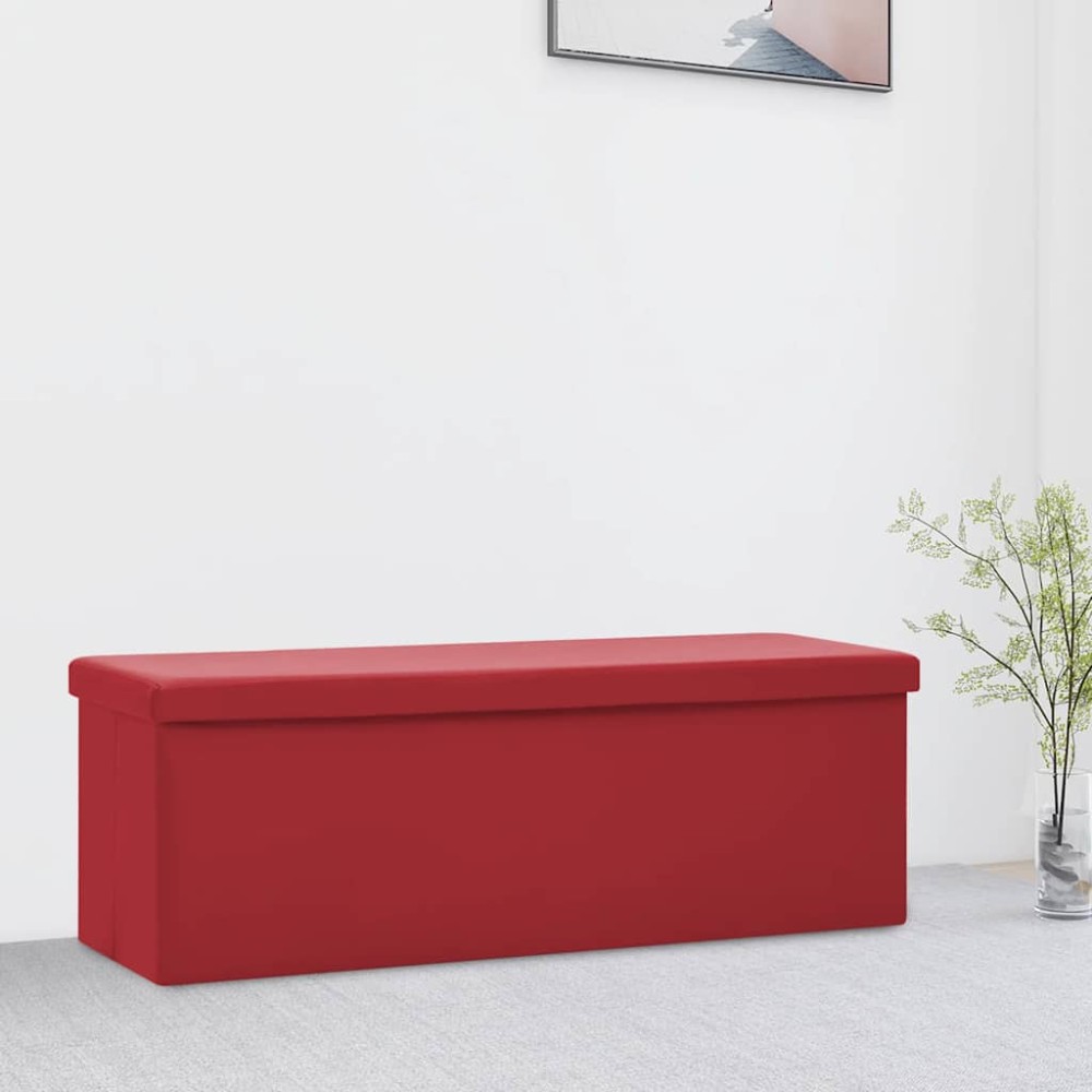vidaXL Bancă de depozitare pliabilă, roșu vin, PVC