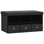 vidaXL Bancă depozitare pliabilă, negru, 76x38x38 cm, imitație pânză