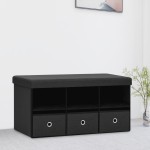 vidaXL Bancă depozitare pliabilă, negru, 76x38x38 cm, imitație pânză
