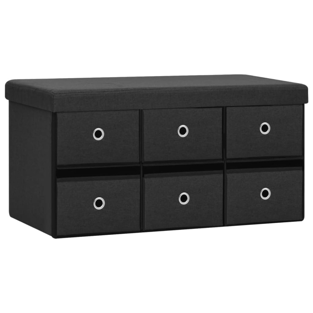 vidaXL Bancă depozitare pliabilă, negru, 76x38x38 cm, imitație pânză