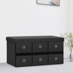 vidaXL Bancă depozitare pliabilă, negru, 76x38x38 cm, imitație pânză