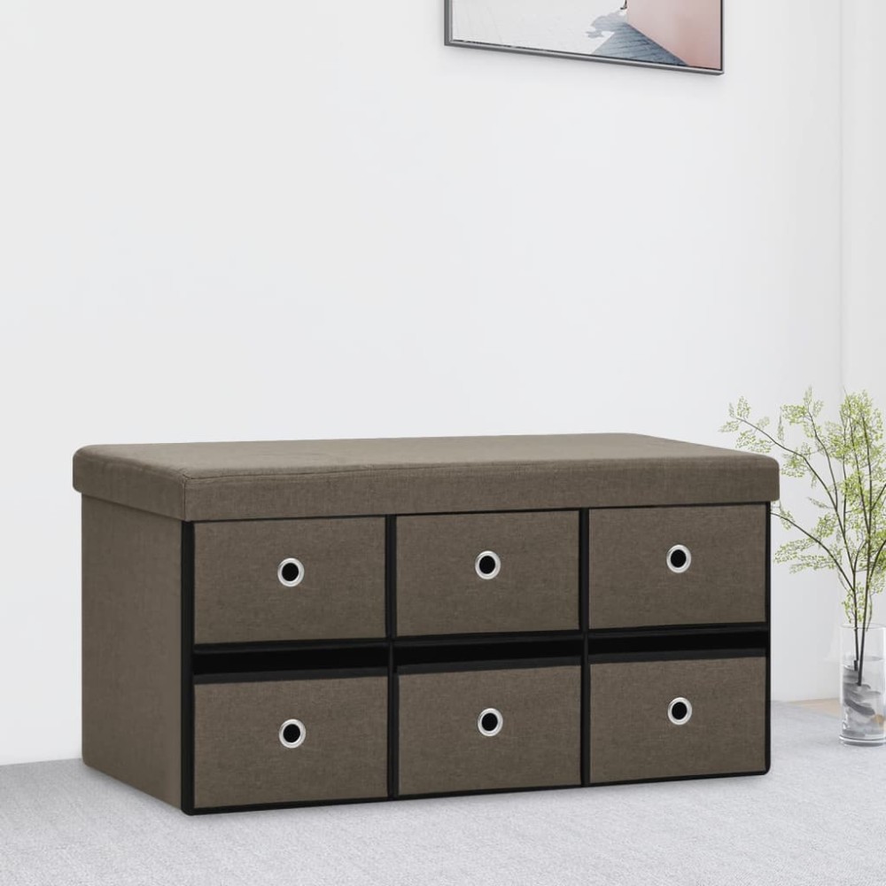 vidaXL Bancă depozitare pliabilă, maro, 76x38x38 cm, imitație pânză