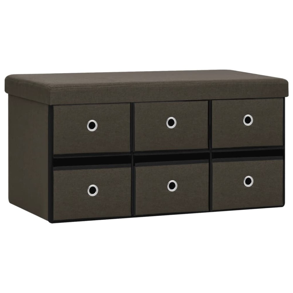 vidaXL Bancă depozitare pliabilă maro închis 76x38x38cm imitație pânză