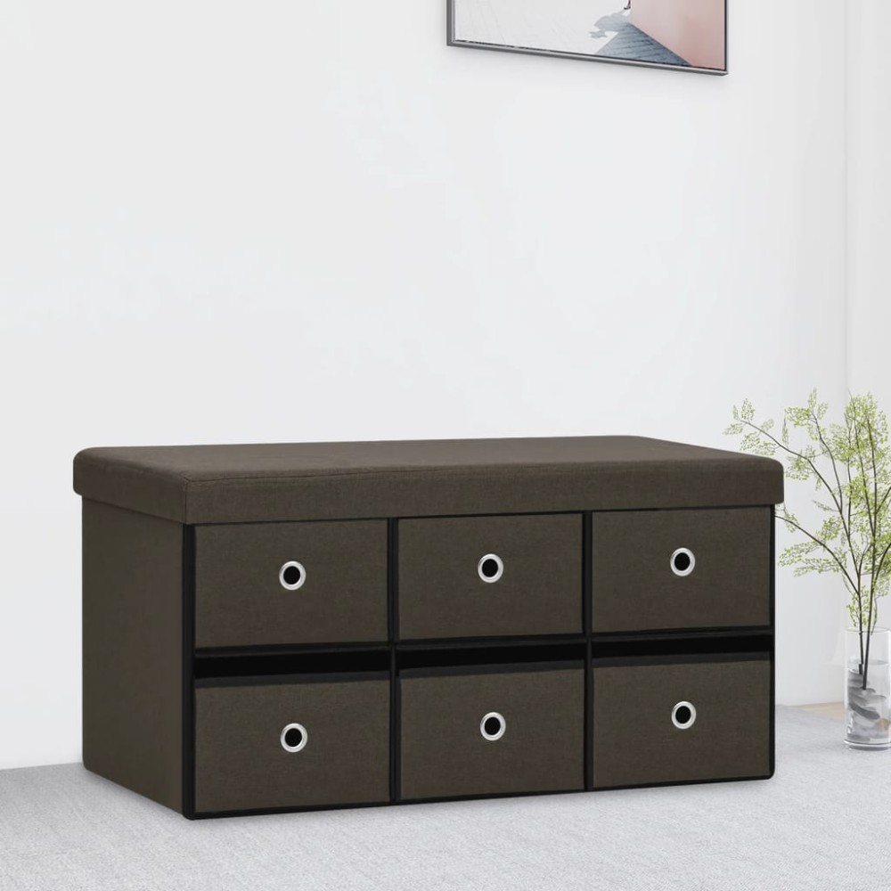 vidaXL Bancă depozitare pliabilă maro închis 76x38x38cm imitație pânză