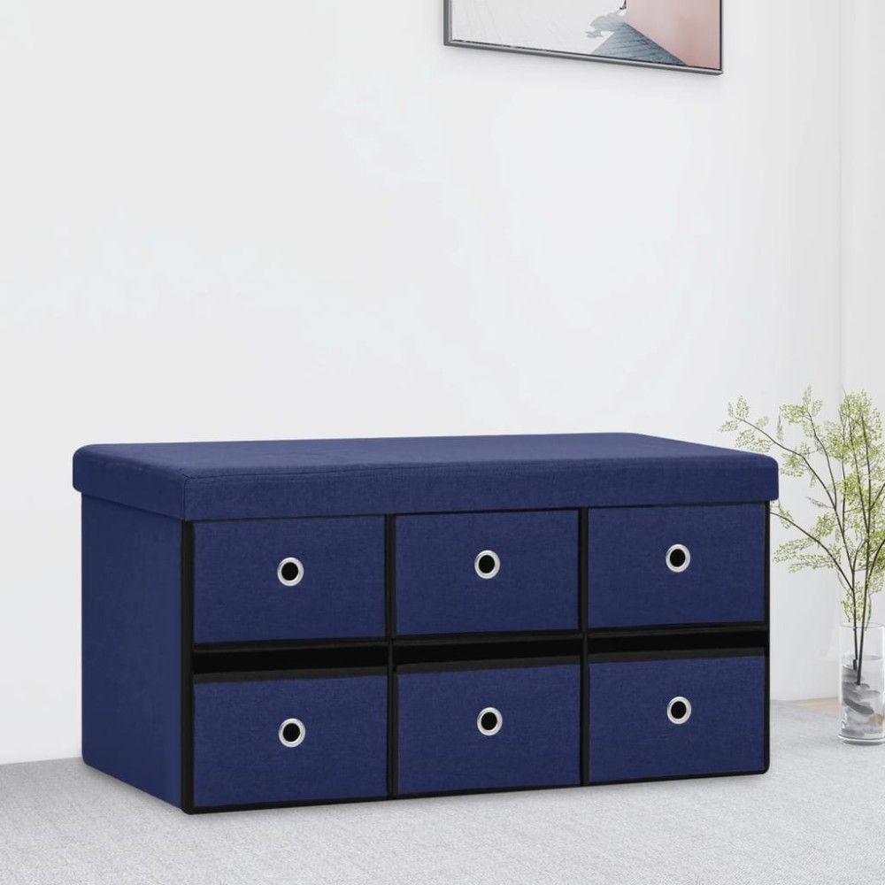 vidaXL Bancă depozitare pliabilă, albastru, 76x38x38 cm imitație pânză