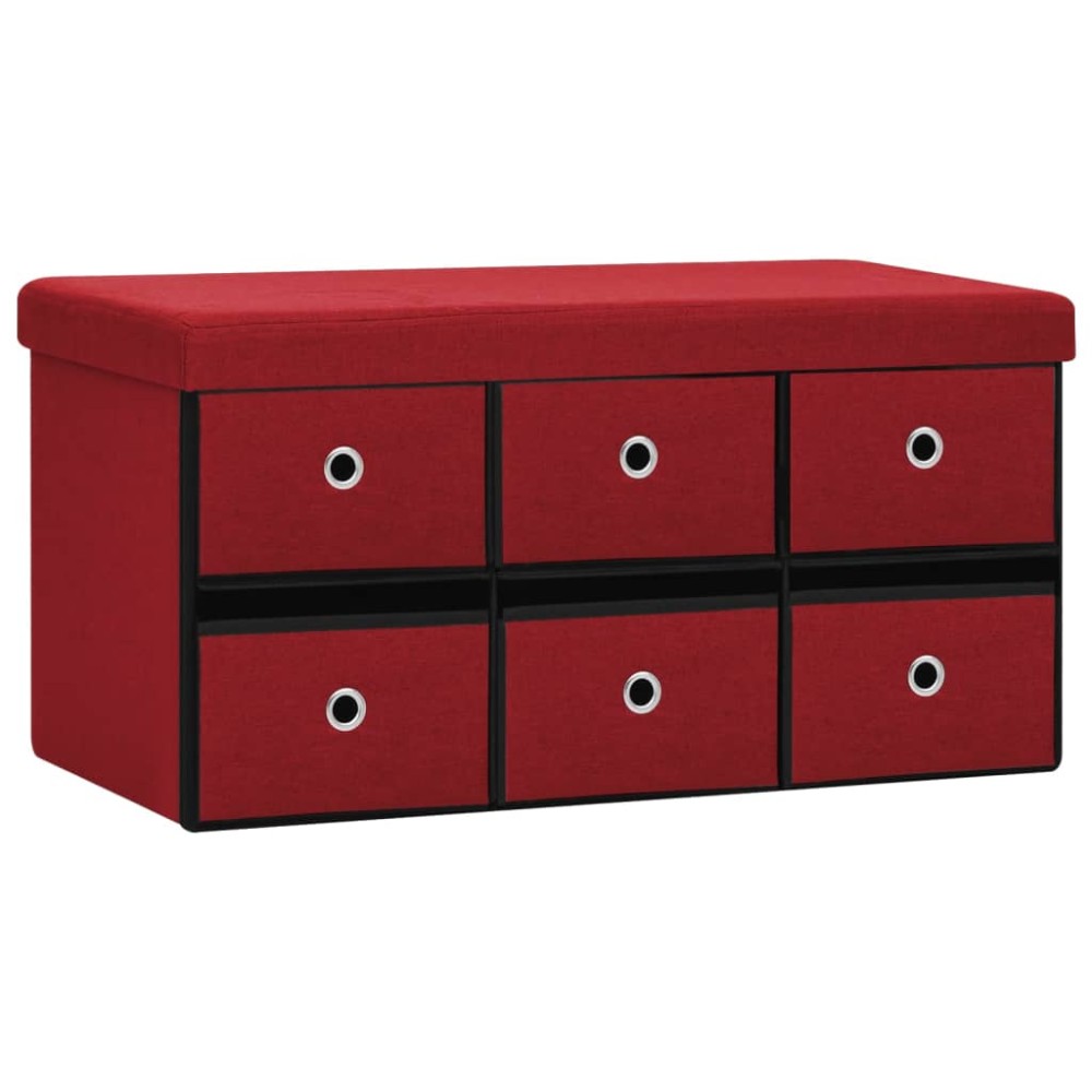 vidaXL Bancă depozitare pliabilă, roşu vin, 76x38x38 cm imitație pânză