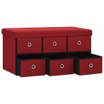 vidaXL Bancă depozitare pliabilă, roşu vin, 76x38x38 cm imitație pânză