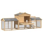 vidaXL Căsuță pentru pui Maro 225 x 60 x 89 cm