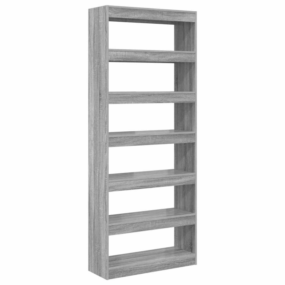 vidaXL Bibliotecă cu raft sonoma gri 80 x 30 x 198 cm Lemn compozit
