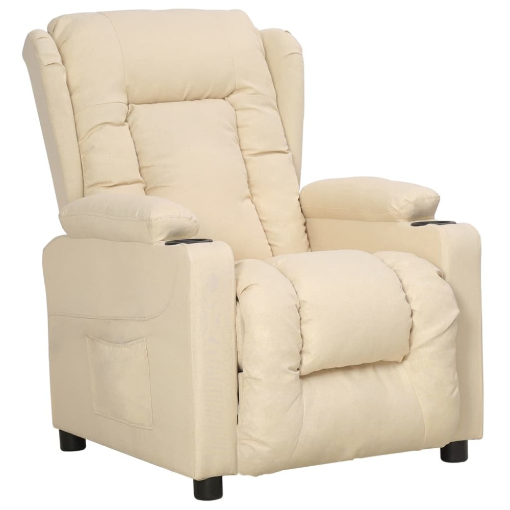 vidaXL Fotoliu rabatabil, crem, material textil