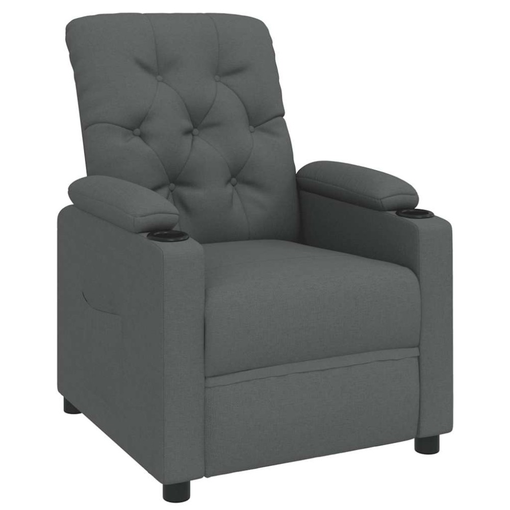 vidaXL Fotoliu rabatabil, gri închis, material textil