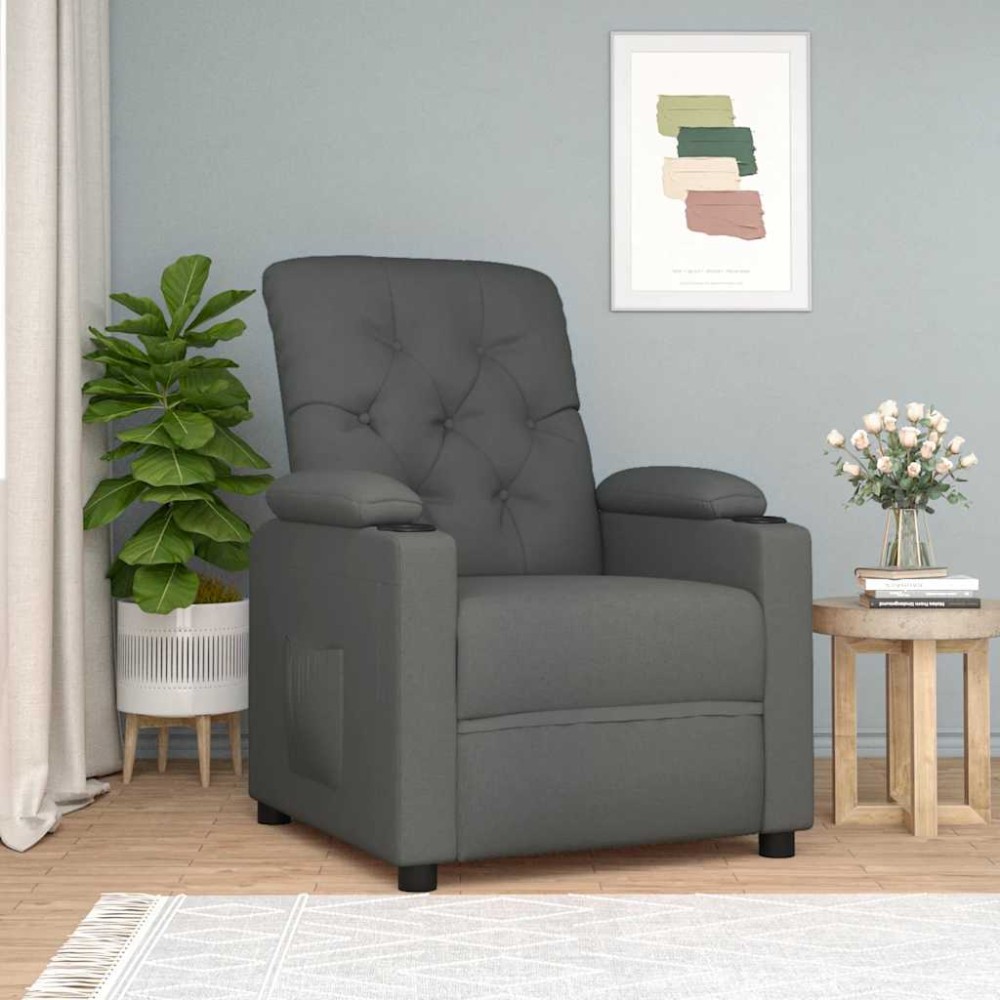 vidaXL Fotoliu rabatabil, gri închis, material textil