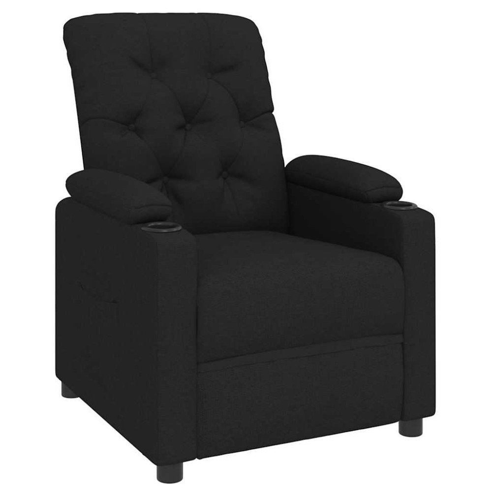 vidaXL Fotoliu rabatabil, negru, material textil