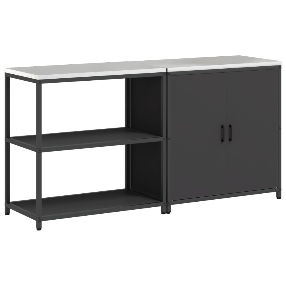 vidaXL Set de depozitare pentru bucătărie 2 pcs Negru 180 x 50 x 92 cm