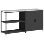 vidaXL Set de depozitare pentru bucătărie 2 pcs Negru 180 x 50 x 92 cm