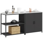 vidaXL Set de depozitare pentru bucătărie 2 pcs Negru 180 x 50 x 92 cm