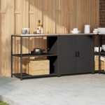 vidaXL Set de depozitare pentru bucătărie 2 pcs Negru 180 x 50 x 92 cm