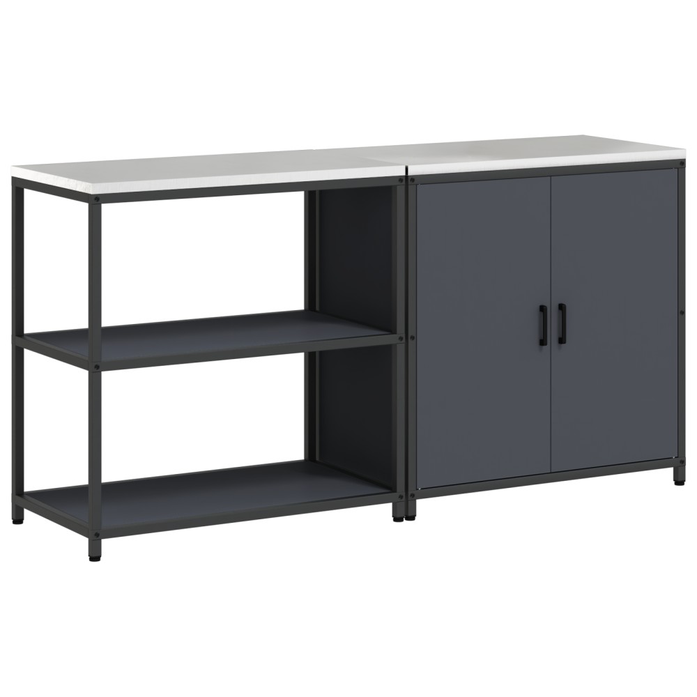 vidaXL Set de depozitare pentru bucătărie cu raft cu depozitare cu ușă Ajustabil 2 pcs Antracit